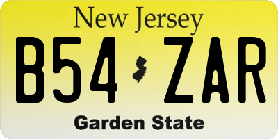 NJ license plate B54ZAR