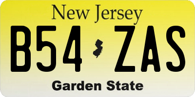 NJ license plate B54ZAS