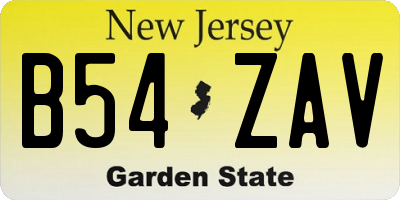 NJ license plate B54ZAV