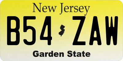 NJ license plate B54ZAW