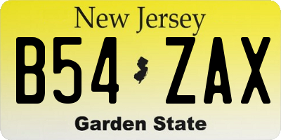 NJ license plate B54ZAX