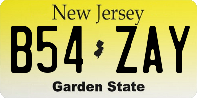 NJ license plate B54ZAY
