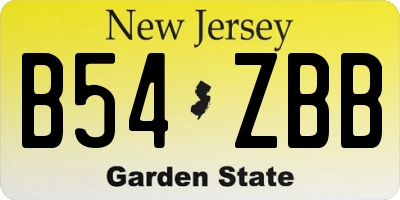 NJ license plate B54ZBB