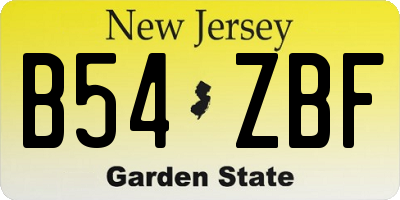 NJ license plate B54ZBF