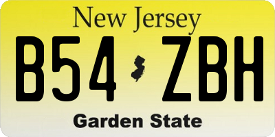 NJ license plate B54ZBH