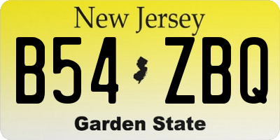 NJ license plate B54ZBQ