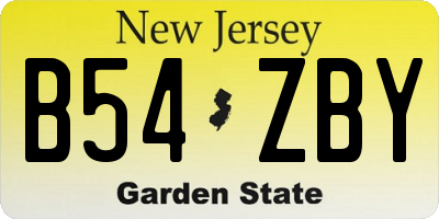 NJ license plate B54ZBY