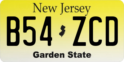 NJ license plate B54ZCD
