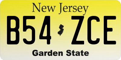NJ license plate B54ZCE
