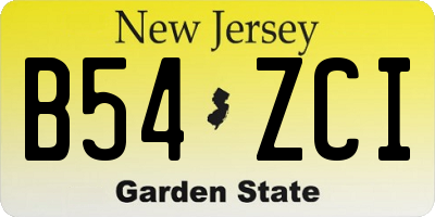 NJ license plate B54ZCI