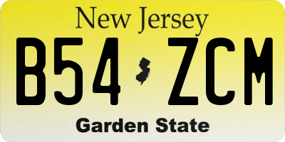 NJ license plate B54ZCM