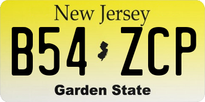 NJ license plate B54ZCP