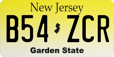NJ license plate B54ZCR