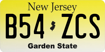 NJ license plate B54ZCS