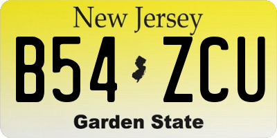 NJ license plate B54ZCU