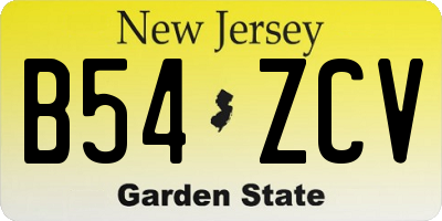 NJ license plate B54ZCV
