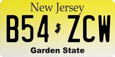 NJ license plate B54ZCW