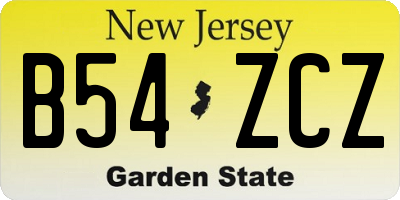 NJ license plate B54ZCZ