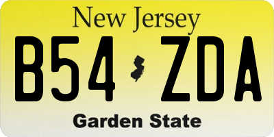 NJ license plate B54ZDA