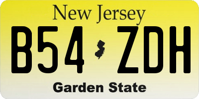 NJ license plate B54ZDH