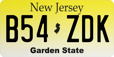 NJ license plate B54ZDK