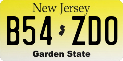 NJ license plate B54ZDO