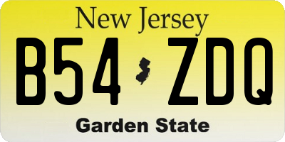 NJ license plate B54ZDQ