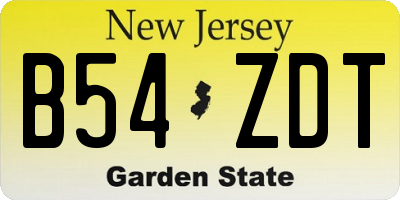 NJ license plate B54ZDT