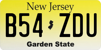 NJ license plate B54ZDU