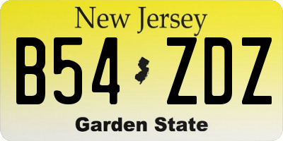 NJ license plate B54ZDZ