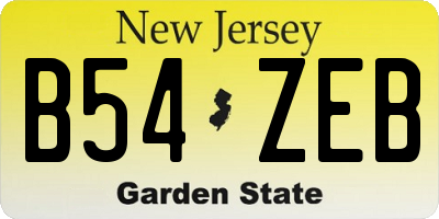 NJ license plate B54ZEB
