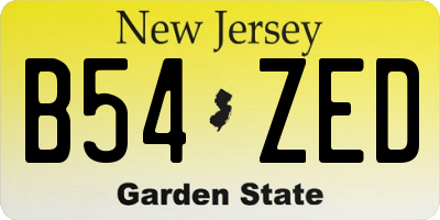 NJ license plate B54ZED