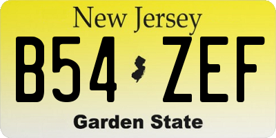 NJ license plate B54ZEF