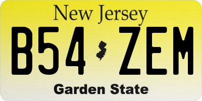 NJ license plate B54ZEM