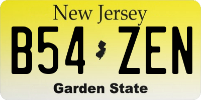 NJ license plate B54ZEN