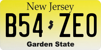 NJ license plate B54ZEO