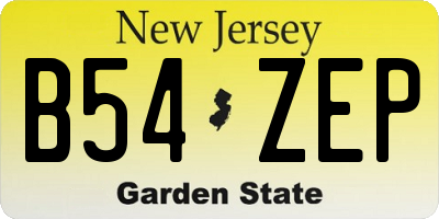 NJ license plate B54ZEP