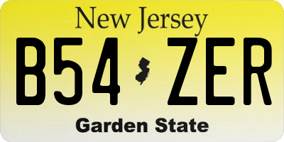 NJ license plate B54ZER