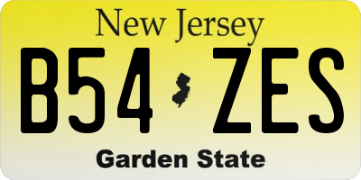 NJ license plate B54ZES