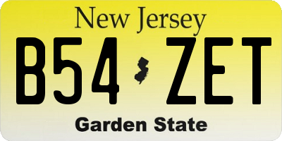 NJ license plate B54ZET
