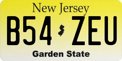 NJ license plate B54ZEU