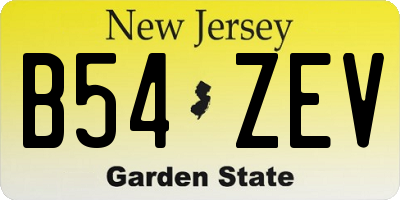 NJ license plate B54ZEV