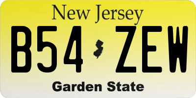 NJ license plate B54ZEW