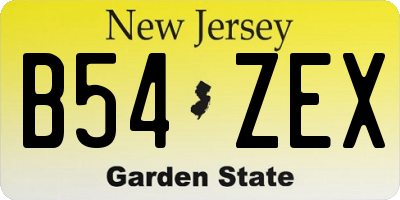 NJ license plate B54ZEX