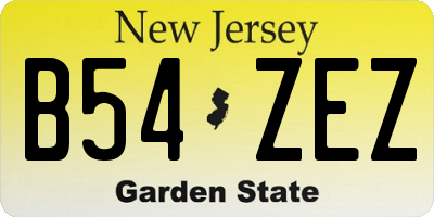 NJ license plate B54ZEZ