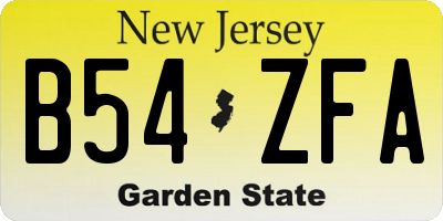 NJ license plate B54ZFA