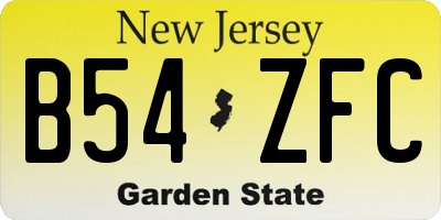 NJ license plate B54ZFC