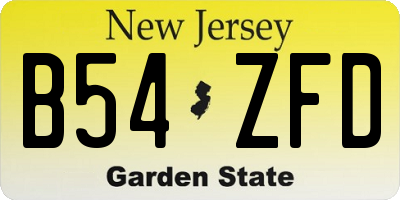 NJ license plate B54ZFD