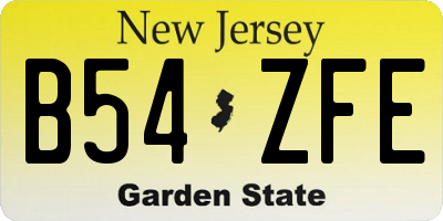 NJ license plate B54ZFE