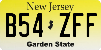 NJ license plate B54ZFF